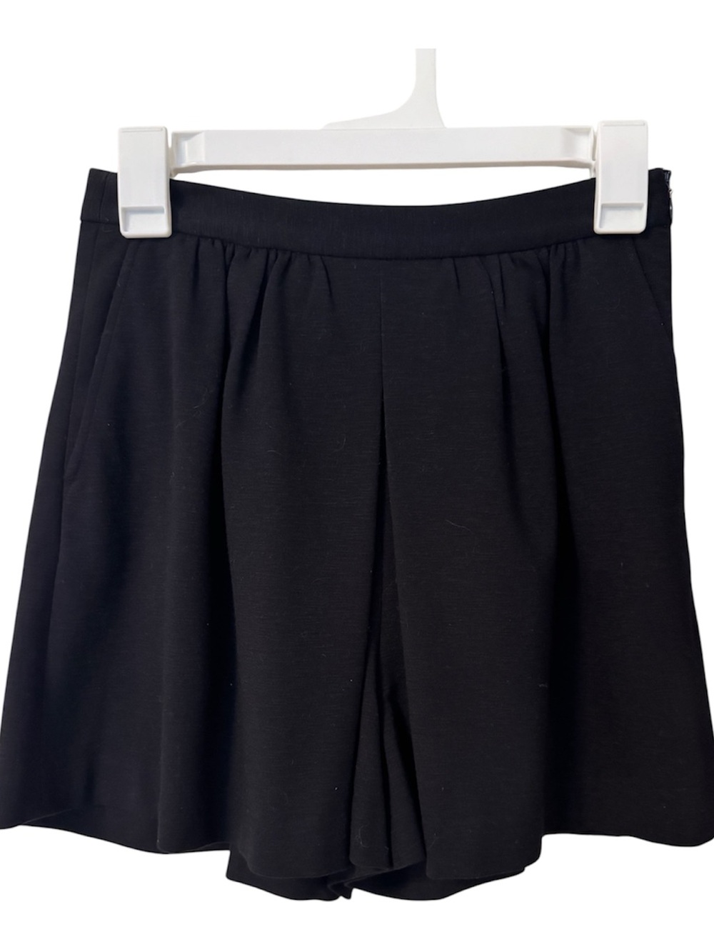 Tibi Black Pleated Skort with Zippered Waistband